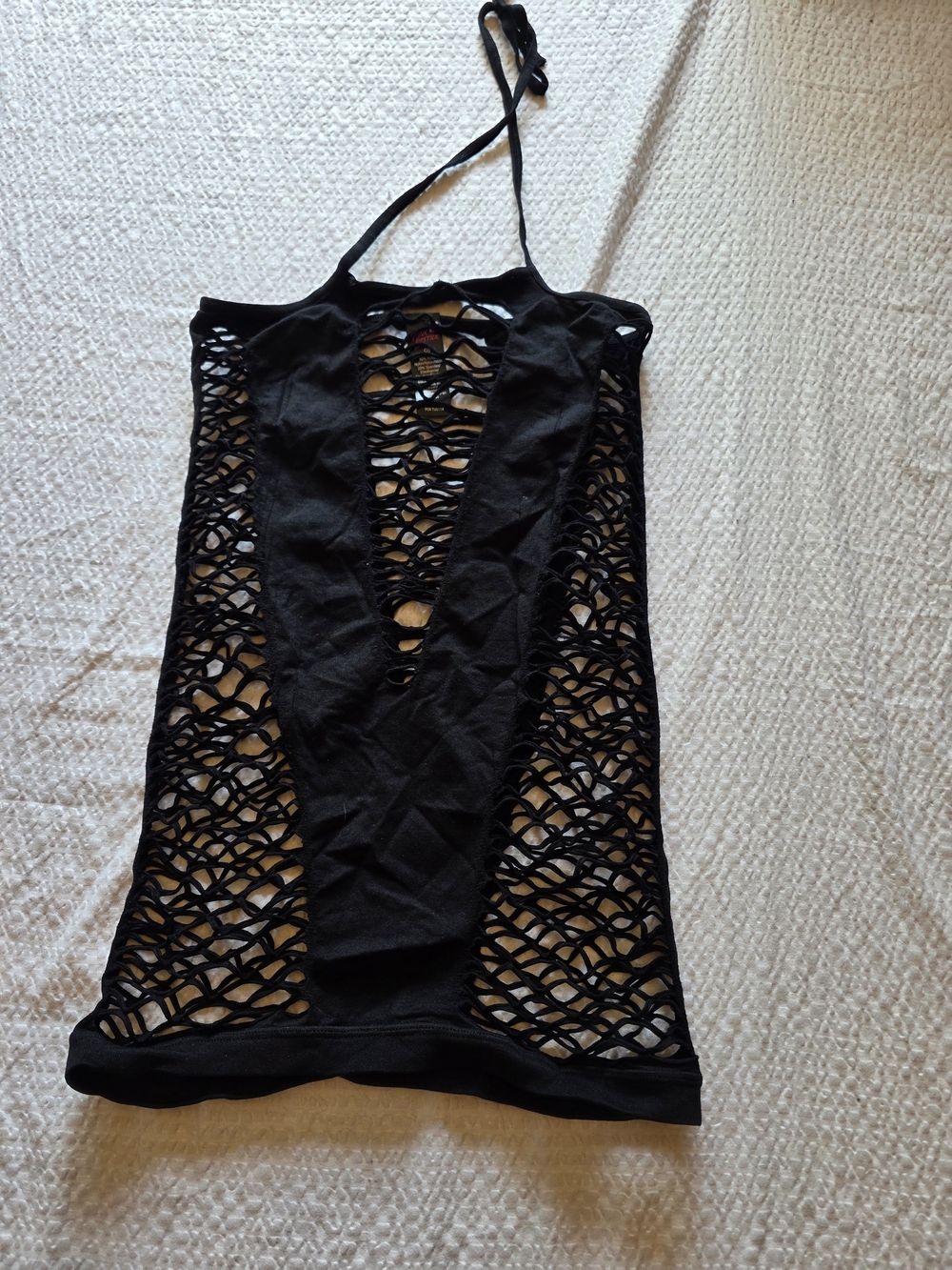 Black Mesh Mini Dress with Plunge V-Neck One Size